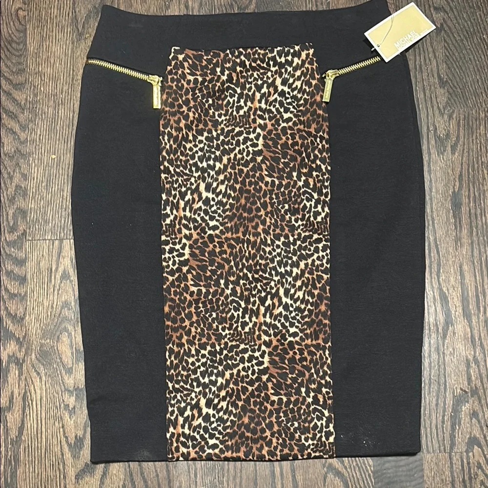 NWT Michael Kors leopard pencil skirt 4P